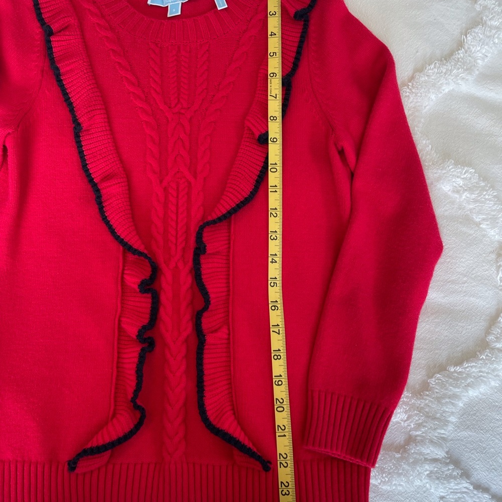 Draper James Red Ruffle Cashmere Blend Sweater - Picture 6 of 8